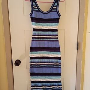 Striped Blue and Black Knit Dress